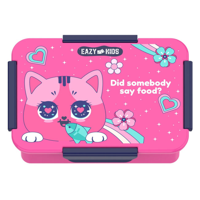2816189030.jpg Eazy Kids Lunch Box, Cat – Pink, 850ml in UAE
