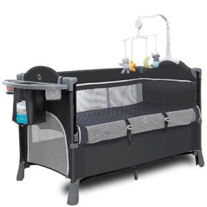 Teknum 4 in 1 Baby Bedside Co-Sleeper Bassinet and Playpen wt Rocker Grey