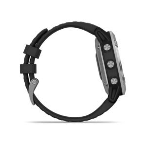 Garmin Fenix 6 Solar, Solar-powered Multisport GPS Watch, Advanced Training Features and Data, Silver with Black Band