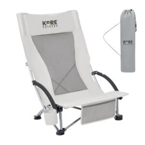 Kore Outdoor Portable low sling beach camping concert folding chair high mesh back