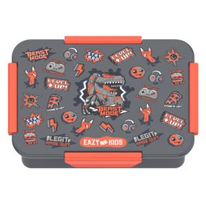 Eazy Kids Lunch Box and Tritan Water Bottle w/ Spray, Gen Z - Grey, 750ml