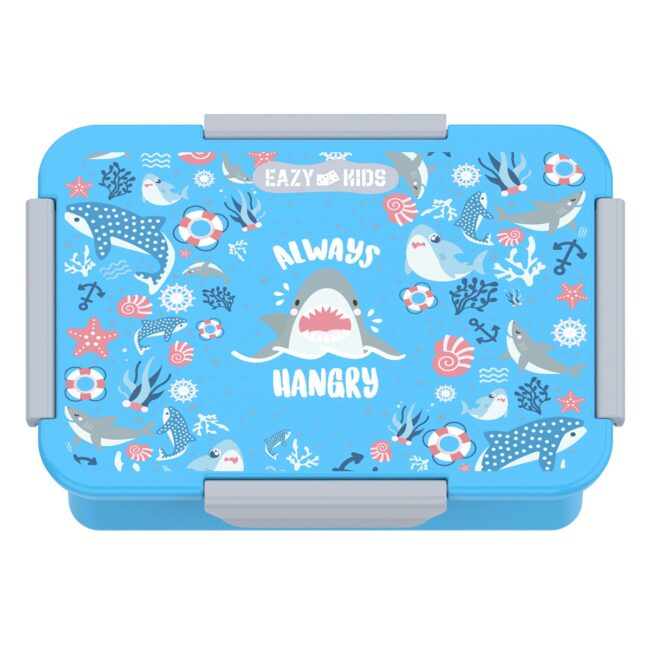 Eazy Kids Lunch Box, Shark  – Blue, 850ml in UAE