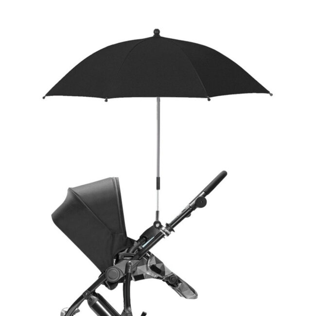 Teknum Universal Stroller Umbrella with Holder Clip Clamp, 360 Degree Rotatable – Black in UAE