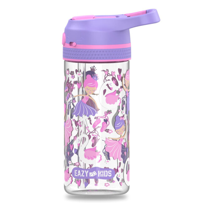 Eazy Kids Tritan Water Bottle w/ Lockable Push button and Carry Handle, Tropical  – Purple, 420ml in UAE