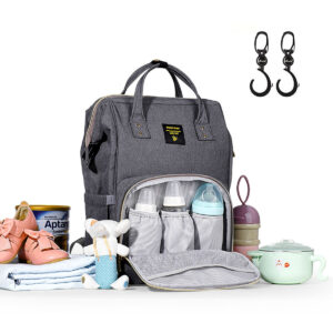 Sunveno Diaper Bag – XL – Grey with Stroller Hooks in UAE