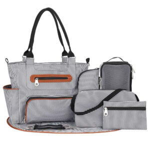 Little Story Little Story – Diaper Bag Set of 6 With Hooks – Black in UAE
