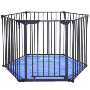 Baby Safe Baby Safe Convertible Playpen With Mat - Grey