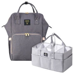 Sunveno Sunveno - Diaper Bag With Usb & Diaper Caddy - Grey