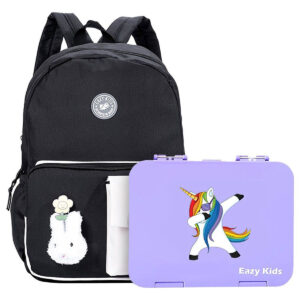 Eazy Kids Eazy Kids – Vogue School Bag w/ Bento Lunch Box – Black in UAE