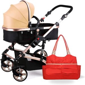 Teknum Teknum 3 in 1 Pram stroller with Sunveno Fashion Diaper Tote Bag Khaki