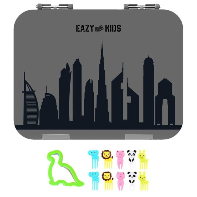 SAB-EZ_2in1LB_DBGY-01.jpg Eazy Kids Eazy Kids – 6 & 4 Convertible Bento Lunch Box w/ Sandwich Cutter Set – Skyline Grey in UAE