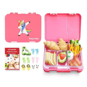 Eazy Kids Eazy Kids 6 & 4 Convertible Bento Lunch Box w/ sandwich cutter- Unicorn Pink in UAE