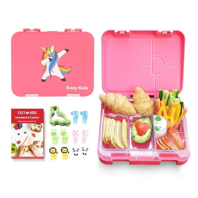 SAB-EZ_2in1LB_UIPI-01.jpg Eazy Kids Eazy Kids 6 & 4 Convertible Bento Lunch Box w/ sandwich cutter- Unicorn Pink in UAE