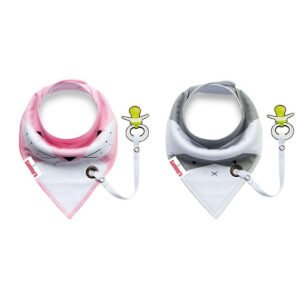 Eazy Kids Eazy kids - Bandana Drool Bibs Set of 2 -Pink Grey