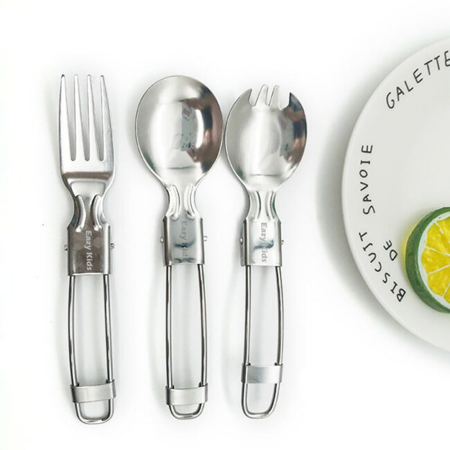Eazy Kids Eazy Kids – Folding Spork, Spoon & Fork – Silver in UAE