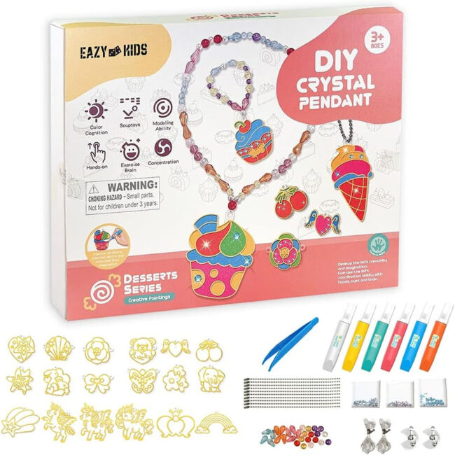 Eazy Kids Eazy Kids DIY Kids Art Craft Crystal Pendant Making Coloring Set XL Dessert in UAE