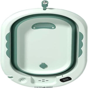 Eazy Kids Eazy Kids Temperature Controlled Foldable Bathtub w Intelligent Temperature Monitoring Thermometer and Baby Head Shampoo Wash Rinse Mug Green in UAE