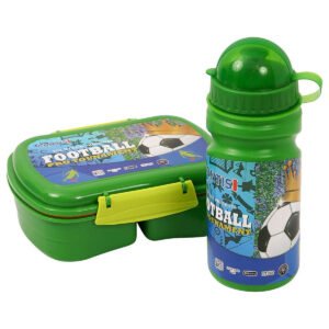Eazy Kids Eazy Kids - Football Print Lunch Box w/ Bottle - Green