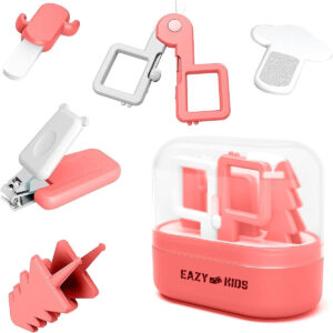 Eazy Kids Eazy Kids 6 in 1 Baby Nail Care Set w Nail Clipper Scissor Nail Filers Ear Cleaning Spoon and Tweezer Manicure and Pedicure Kit for Newborns Infants Children Red in UAE