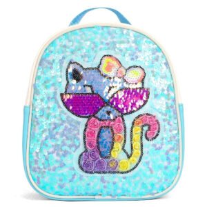 Eazy Kids Eazy Kids - Sequin School Backpack - 9-Inch - Cat Green
