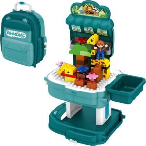 Little Story Little Story Role Play Zoological Park With Block Toy Set School Bag 200 Pcs Green 2 In 1 Mode