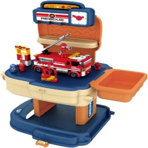 Little Story Little Story Role Play Fire Station With Fire Truck And Block Toy Set School Bag 223 Pcs Orange 2 In 1 Mode