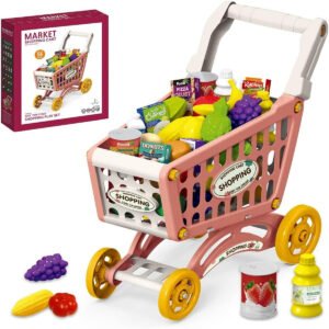 Little Story Little Story Role Play Market Shopping Cart Toy Set 56 Pcs Pink