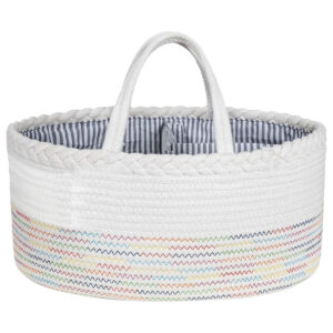 Little Story Little Story – Cotton Rope Diaper Caddy – White Rainbow in UAE