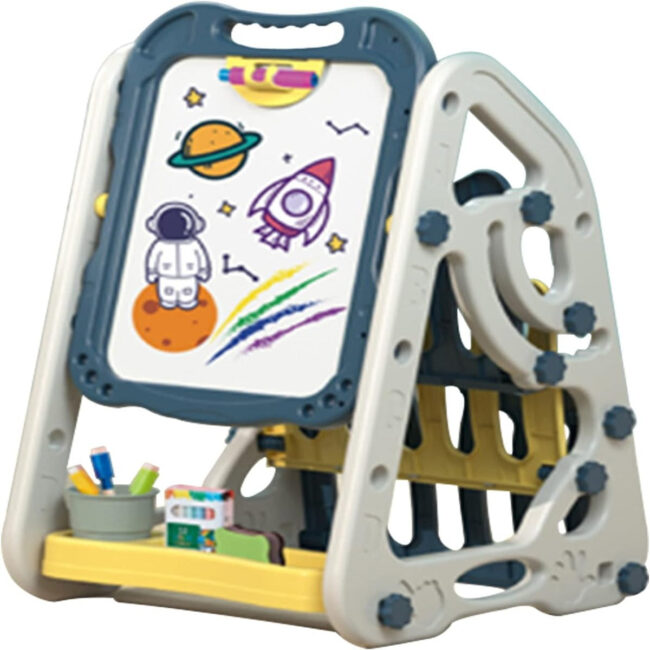 SAB-LS_DSLB_BU-01.jpg Little Story Little Story Double Sided Multifunctional Magnetic DrawingLearning Board wt Book Shelf Blue in UAE