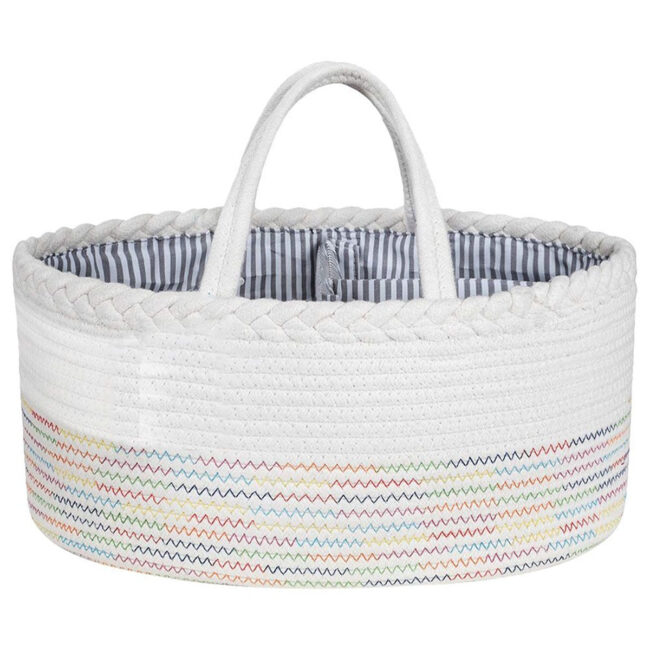SAB-LS_MPCB_WH-01.jpg Little Story Little Story – Cotton Rope Diaper Caddy – White Rainbow in UAE