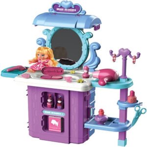 Little Story Little Story Role Play BeauticianSalonBeauty Parlor Toy Set Luggage Case 39 Pcs With Doll Purple 3 In 1 Mode