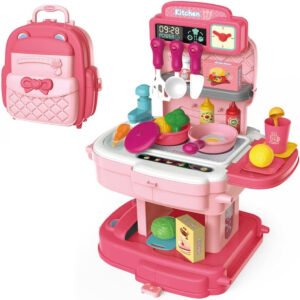 Little Story Little Story Role Play ChefKitchenRestaurant Toy Set School Bag 34 Pcs Pink 2 In 1 Mode