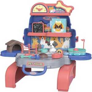 Little Story Little Story Role Play Animal CarePet House Toy Set School Bag 26 Pcs Blue 3 In 1 Mode