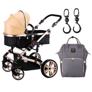 Teknum Teknum - 3-in-1 Pram Stroller, Diaper Bag & Hooks Khaki Grey
