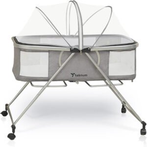 Teknum Teknum 3 IN 1 Baby CotCradle w Mosquito net Wheels Dark Grey