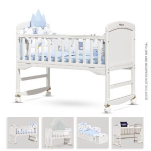 Teknum Teknum - 7-in-1 Convertible Kids Bed & Bedside Crib w/ Mattress, Mosquito net & Detachable Wheels(0-12yrs) - White