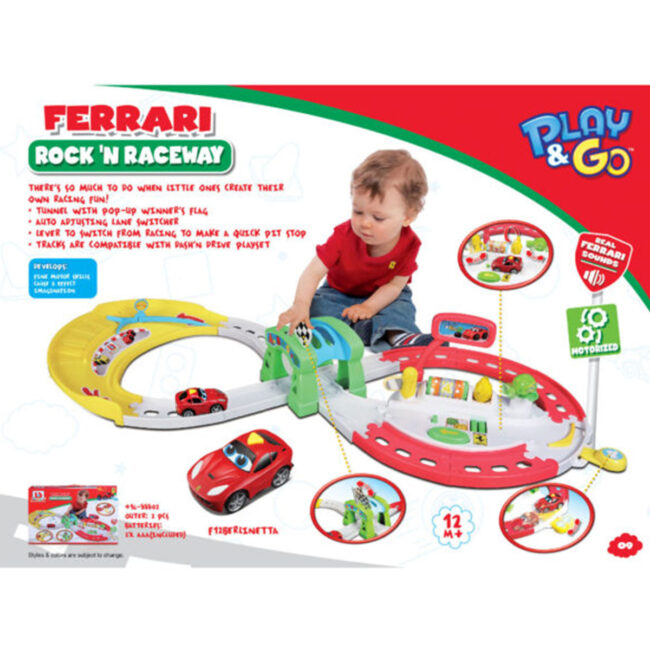 bbj-828-01.jpg BB JUNIOR Toy Car Rock ‘N Raceway W/ Motorized F12Berlinetta – Multi coloured in UAE