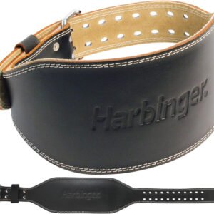 Harbinger Gym Exercise Belt 6 inch Padded Leather Belt-Small-Black - Black