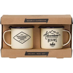 Gentlmens Hardware Enamel Espresso Set -  cream body blue rim