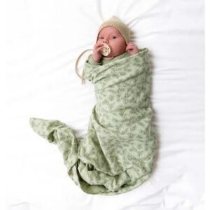 A Little Lovely Company Muslin Cloth XL Leaves - Sage