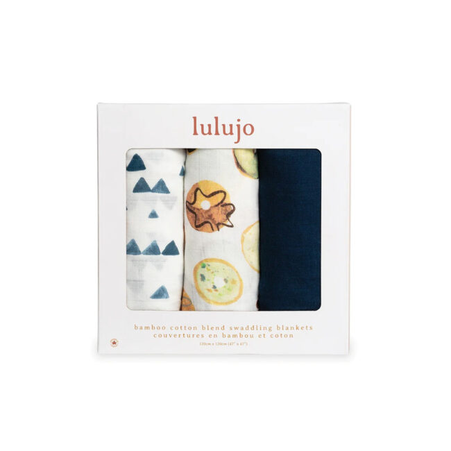 Lulujo 3-Pack Bamboo Muslin Swaddle Blankets – Baby Blues in UAE