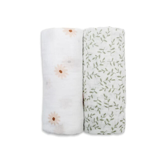 mpy-lo-lj157-01.jpg Lulujo 2-pack Cotton Swaddles – Daisy / Greenery in UAE