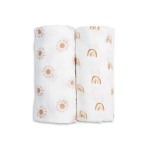 Lulujo 2-pack Cotton Swaddles - Rainbow / Suns