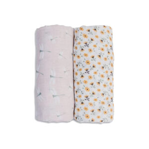 Lulujo 2-pack Cotton Swaddles – Vintage Floral / Dragonfly in UAE