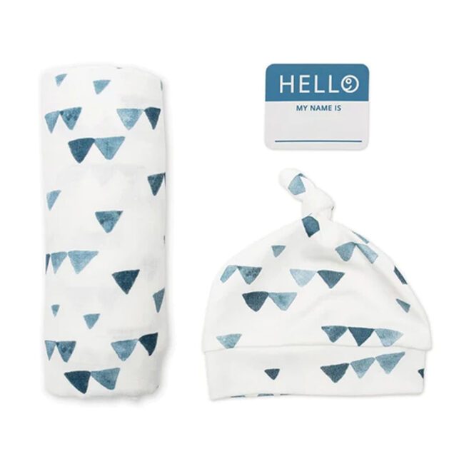 mpy-lo-lj641-01.jpg Lulujo Hello World Set (Bamboo Hat + Swaddle blanket) – Triangle Blue in UAE