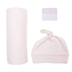 Lulujo Hello World Set (Bamboo Hat + Swaddle blanket) – Pink in UAE