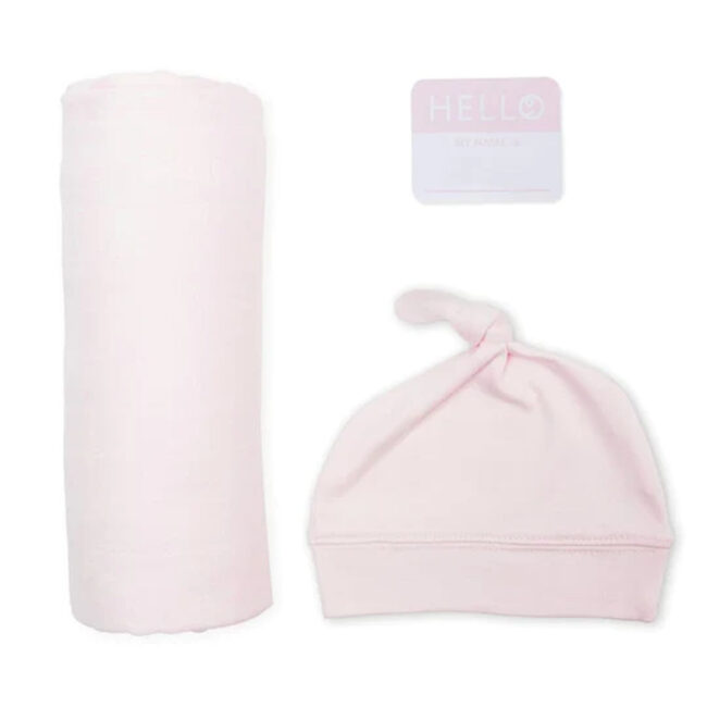 Lulujo Hello World Set (Bamboo Hat + Swaddle blanket) – Pink in UAE