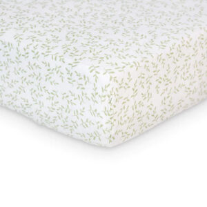 Lulujo Muslin Crib Sheet (135cm x 70cm) – Greenery in UAE