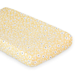 Lulujo Muslin Change Pad Cover (80cm x 40cm) – Yellow Wildflowers in UAE