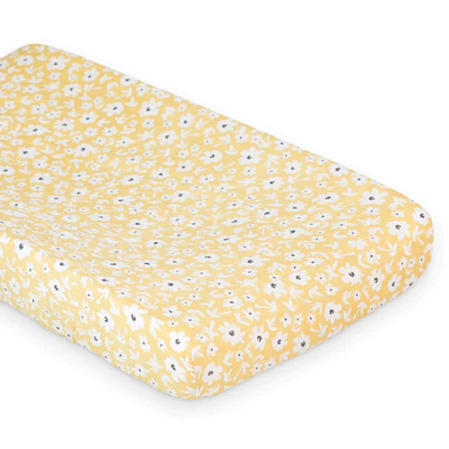 Lulujo Muslin Change Pad Cover (80cm x 40cm) – Yellow Wildflowers in UAE